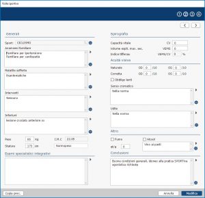 Software Medico CGM XMEDICAL Scheda Visita Sportiva